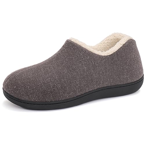 ULTRAIDEAS Women's Indoor Loafer House Slippers with Memory Foam, Ladies Warm Closed Back House Shoes with Non-Slip Outdoor Rubber Sole（Grey，size 10）