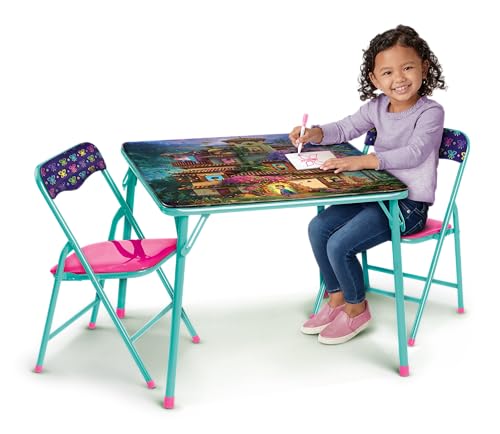 Disney's Encanto Kids Folding Table & Chairs Set for Kid and Toddler 36 Months Up To 7 years, Includes: 1 Table (36'L x 24'W x 20'H), 2 Chairs (13'L x 13.5'W x 21'H) Weight Limit: 70 lb