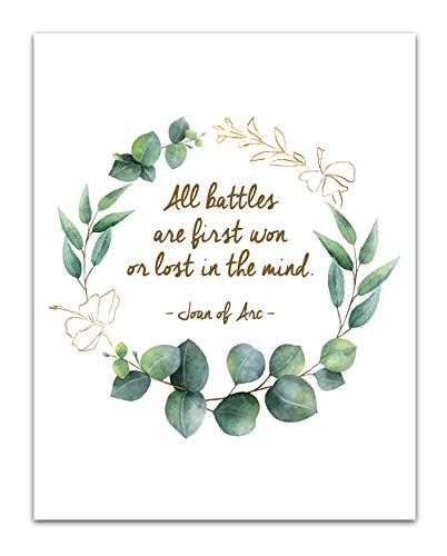 TJ Originals All Battles are First Won or Lost in the Mind. St Joan of Arc Quote Inspirational Quote Wall Art- Unframed 11 x 14 Print - Makes a Great Gift for Family & Friends