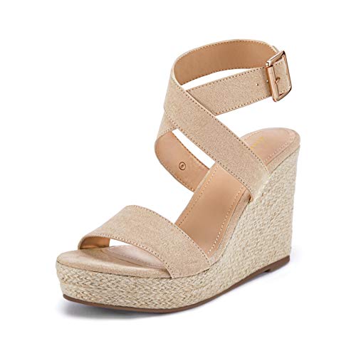 Womens Cross Strap Wedge Sandals Espadrille Platform Slingback Ankle Strap Open Toe Summer Casual Sandal