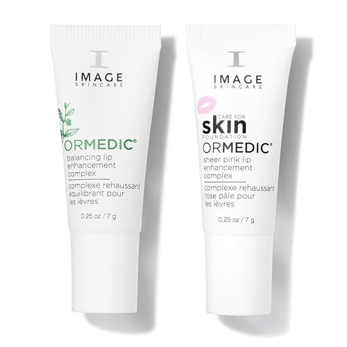 IMAGE Skincare ORMEDIC Lip Enhancement Complex Duo, pH Balancing Deep Hydration Lip Plumper for Fuller Lips, Sheer Pink and Clear, Set of 2