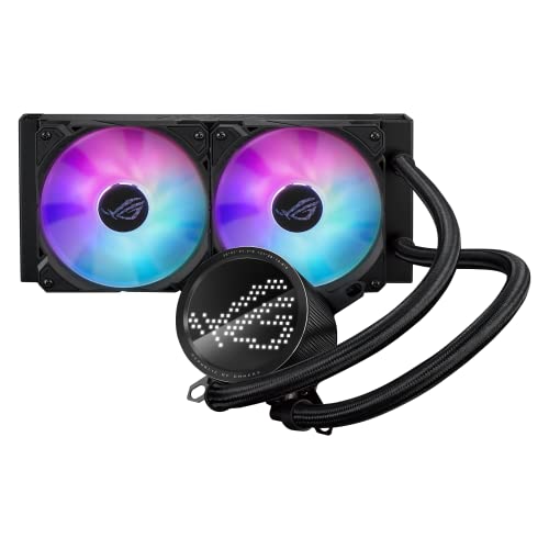 ASUS ROG RYUO III 240 ARGB All-in-one AIO Liquid CPU Cooler 240mm Radiator, Asetek 8th gen Pump Solution, Anime Matrix LED Display and ROG AF 12S ARGB Fan.