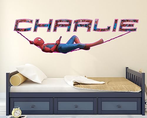 Spider - Custom Name Wall Decal, Wall Sticker, Unisex Room Decoration, Super Hero Decor for Kids, Spider - Bedroom Decor for Boys, Nursery Decor, Personalized Name to Decorate, PN-SP.01