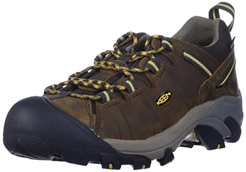 KEEN Men's Targhee 2 Low Height Waterproof Hiking Shoes, Cascade Brown/Golden Yellow, 10.5 Wide