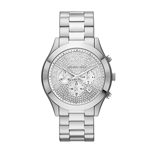 Michael Kors Men's Slim Runway Quartz Watch with Stainless Steel Strap, Silver, 22 (Model: MK8910)