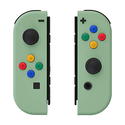 eXtremeRate DIY Replacement Shell Buttons for Nintendo Switch & Switch OLED, Matcha Green Custom Soft Touch Housing with Corlorful Button for Joycon Handheld Controller - Console Shell NOT Included