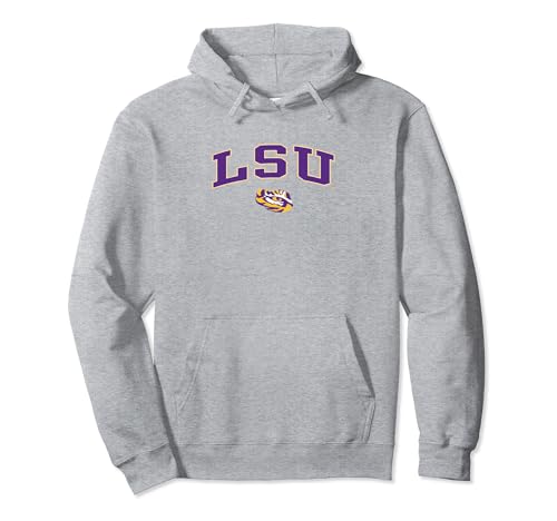 unisex-adult LSU Tigers Arch Over Heather Gray Officially Licensed Pullover Hoodie, Long Sleeve