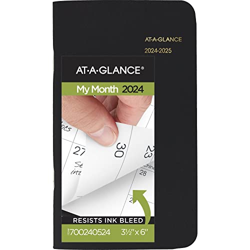 AT-A-GLANCE 2024-2025 Pocket Calendar, 2 Year Planner, 3-1/2' x 6', Pocket Size, Black (700240524)
