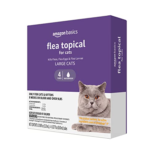 Amazon Basics Flea Topical for Large Cats (over 9 pounds), 4 Count (Previously Solimo)