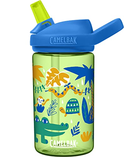 CamelBak eddy+ 14oz Kids Water Bottle with Tritan Renew – Straw Top, Leak-Proof When Closed, Jungle Animals