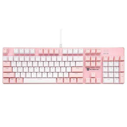 Merdia Mechanical Keyboard Gaming Keyboard | Brown Switch Pink & White Backlit Keyboard | 104 Keys US Layout | Wired Gaming Keyboard | Hot Swappable Mechanical Keyboard | PC Gaming Keyboards