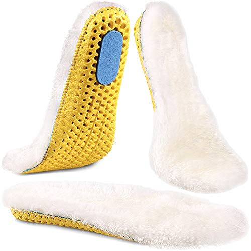 Ailaka Sheepskin Sport Wool Insoles for Women & Men, Premium Thick Fur Fleece Replacement Warm Inserts for Shoes Boots Slippers Sneakers