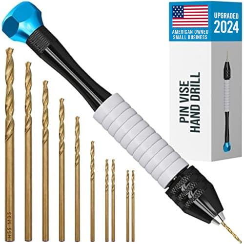 Pin Vise Small Hand Drill for Jewelry Making - Craft911 Manual Craft Drill Sharp HSS Micro Mini Twist Drill Bits Set for Resin, Rotary Tools for Wood, Jewelry, Plastic, Miniature - Golden