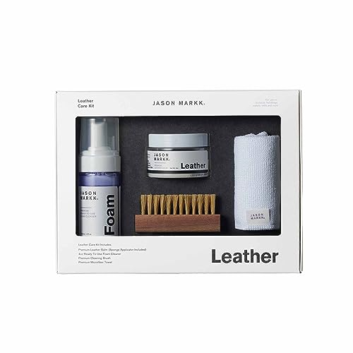 Jason Markk Leather Care Kit - Includes Premium Leather Balm with Sponge Applicator, 4oz. Foam Cleaner, Premium Cleaning Brush & Premium Microfiber Towel - Helps Maintain & Care for Leather Goods