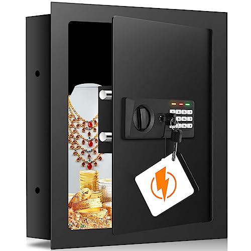 17.72' Tall Wall Safe Between Stud, Fireproof Wall Safes Between The Studs, Heavy Duty In Wall Safe Between Studs Fireproof with Hidden Compartment, Security Home Wall Safes for Firearms Money Jewelry