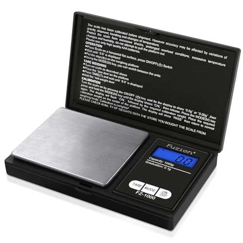 Fuzion Digital Pocket Scale Precision 1000g/0.1g, Small Digital Scales Grams Ounces Grains, Herb Scale, Jewelry Scale, Portable Travel Food Scale