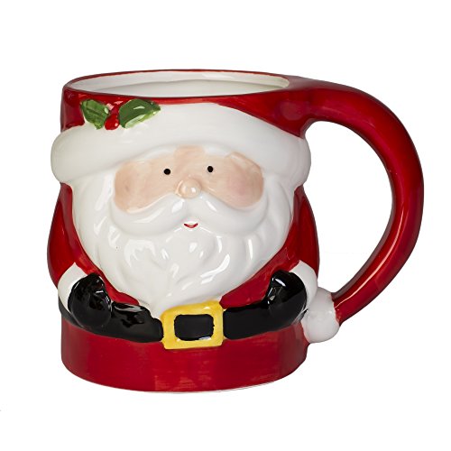 Transpac Imports, Inc. Santa Holiday 12 Ounce Ceramic Dolomite Christmas Coffee Mug, Red
