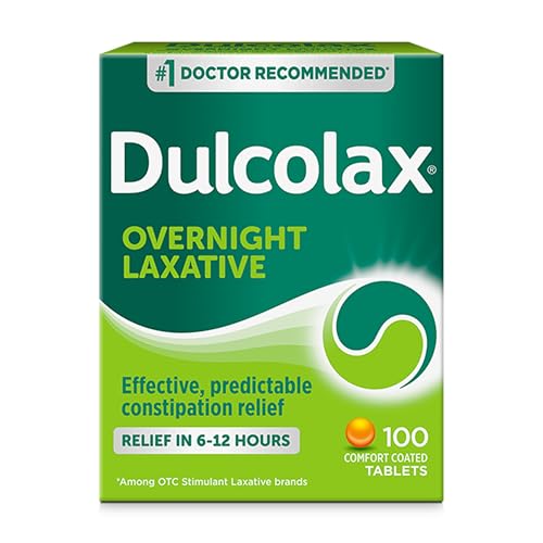 Dulcolax Stimulant Laxative Tablets, Predictable & Effective Constipation Relief, Relieves Straining & Bloating, Bisacodyl 5 mg, 100 Count
