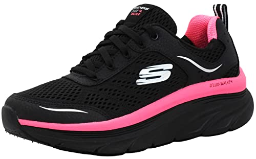 Skechers Women's D'LUX Walker-Infinite Motion Sneaker, Black/Hot Pink, 8 M US