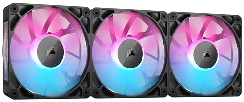CORSAIR iCUE Link RX120 RGB 120mm PWM Fans with iCUE Link System Hub - Magnetic Dome Bearing - Triple Pack - Black