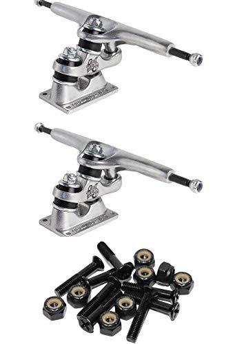 Gullwing Trucks Sidewinder II Polished Skateboard Double Kingpin Trucks - 6.25' Hanger 9.0' Axle with 1' Raven Black Hardware - Bundle of 2 Items