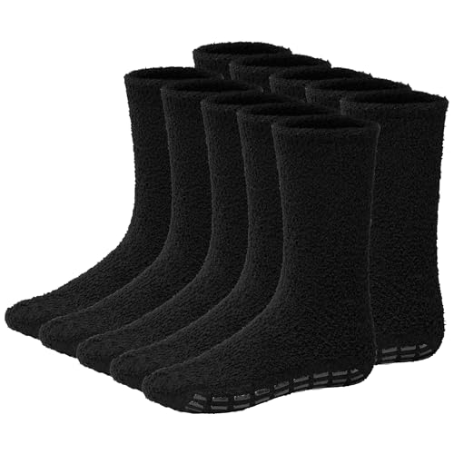 Debra Weitzner Mens Fuzzy Socks Grip Socks Microfiber Plush Sleeping Socks Soft Anti-Skid 5/6 Pairs