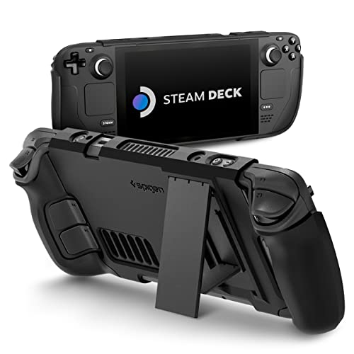 Spigen Thin Fit Pro Protective Steam Deck LCD (2022) / Steam Deck OLED (2023) Case with Kickstand Designed for Steam Deck Case TPU & PC Cover with Shock-Absorption Anti-Scratch Cover - Black