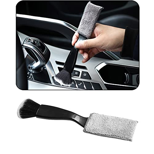 Smeyta Double Head Brush for Car Clean 1Pack,Car Brushes for Detailing Interior,Car Detailing Brushes Exterior,Soft Car Detailing Brush(Black-Double Head,1Pack)