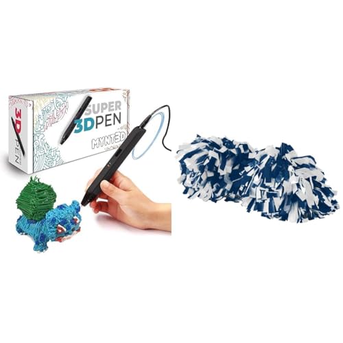 MYNT3D Super 3D Pen, 1.75mm ABS and PLA Compatible 3D Printing Pen & Augusta Sportswear Spirit Pom Navy/White OS