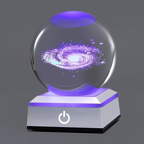 hochance 3D Galaxy Milk Way Crystal Ball Nightlight Multicolor Decolamp for Science Astronomy Space,Thanksgiving Christmas Gifts Ideas for Boyfriends Husband Him,Cool Presents for Fathers Kids Boys