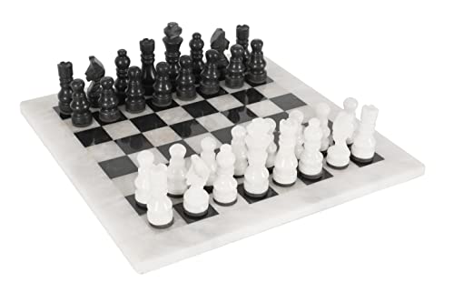 Radicaln Marble Chess Set 12 Inches White and Black Handmade Chess Sets for Games for Adults - 1 Chess Board & 32 Chess Pieces 2 Player Games - Travel Chess Board Game