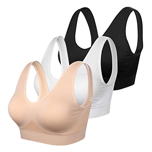 VEQKING Women Sports Bra Pack Plus Size Wireless Sleep Bras Seamless Comfortable Everyday Nursing Yoga Sport Bras