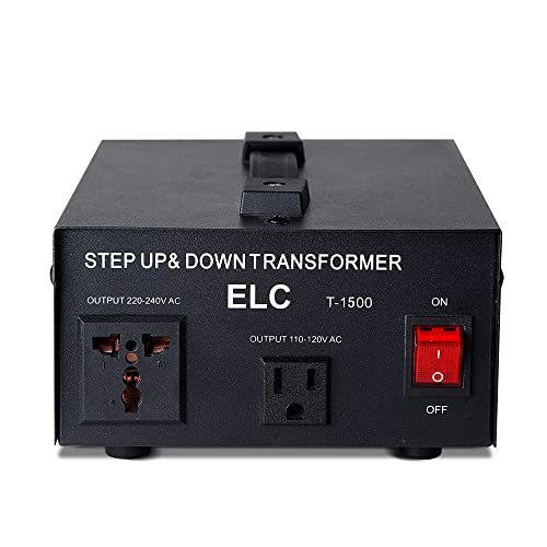 ELC T Series 1500+ Watt Voltage Converter Transformer - Step Up/Down - 110v to 220v / 220v to 110v Power Converter - Circuit Breaker Protection, CE Certified [3-Years Warranty]