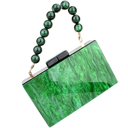 Menurra Acrylic Clutch Purse Marble Evening Bag Handbag for Women Wedding Prom Party Bride (green)