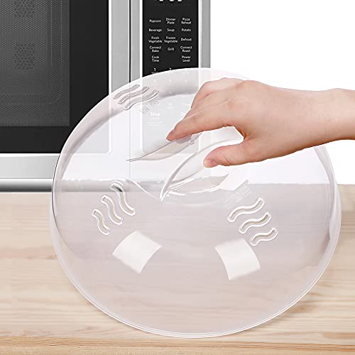 Microwave Splatter Cover for Food Large Microwave Plate Food Cover With Easy Grip Handle Anti-Splatter Lid With Enlarge Perforated Steam Vents,11.5 Inch,BPA Free & Dishwasher Safe