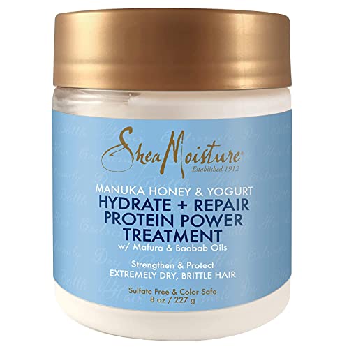 SheaMoisture Hair Mask - Manuka Honey & Yogurt, Hydrate + Repair Protein Power Treatment, Hair Treatment for Dry, Damaged Hair Care with Organic Shea Butter & Castor Oil for Hair, 8 Oz