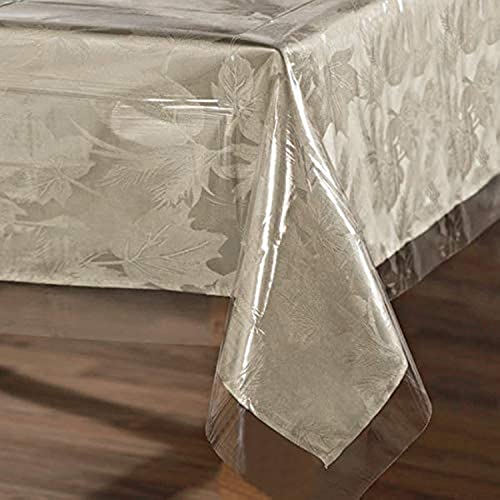 sancua Clear Plastic 100% Waterproof Tablecloth - 54 x 78 Inch - Vinyl PVC Rectangle Table Cloth Protector Oil Spill Proof Wipe Clean Table Cover for Dining Table, Parties & Camping, Crystal Clear