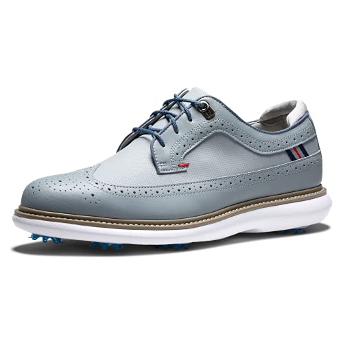 FootJoy Men's Traditions-Shield Tip Previous Season Style Golf Shoe, Grey/Grey/Red, 12