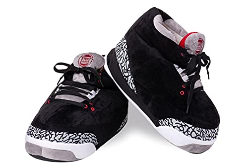 Banned Goods Black Cement Sneaker Slippers for Men & Women | Hypebeast House Slippers | Premium Plush Comfort, One-Size 6-12