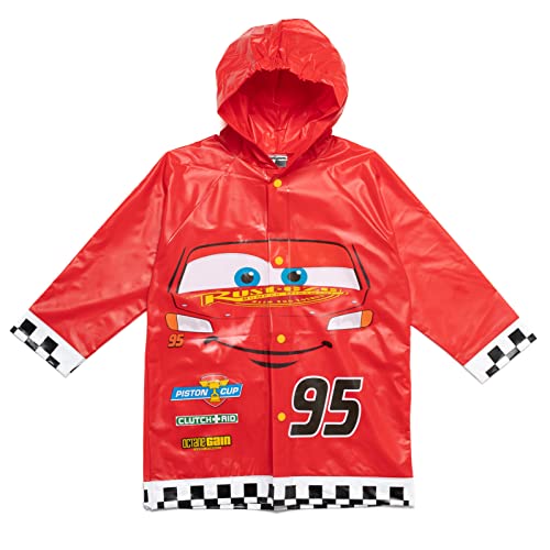 Disney Pixar Cars Lightning McQueen Toddler Boys Button Down Waterproof Rain Jacket Red 4T