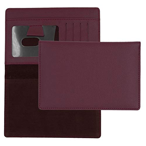 Burgundy Textured Leather Checkbook Cover for Top Stub Personal Checks
