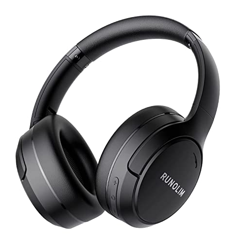 RUNOLIM Hybrid Active Noise Cancelling Headphones, Wireless Over Ear Bluetooth Headphones with Microphone, 70H Playtime, Foldable Headphones with HiFi Audio, Deep Bass for Home Travel Office