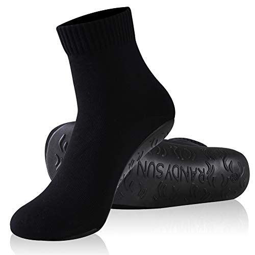 RANDY SUN Unisex Barefoot Quick-Dry Socks, Not Waterproof Sand Sport Shoes Protect Against Sharp Objects for Beach Swim Surf Yoga Aerobics Exercise(1 Pair Black Ankle M)