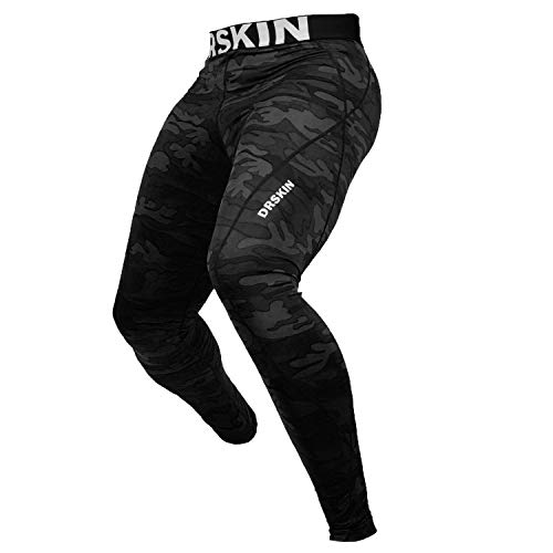 DRSKIN Men’s Compression Pants Tights Leggings Sports Baselayer Running Athletic Workout Active (DMBB04, M) Black
