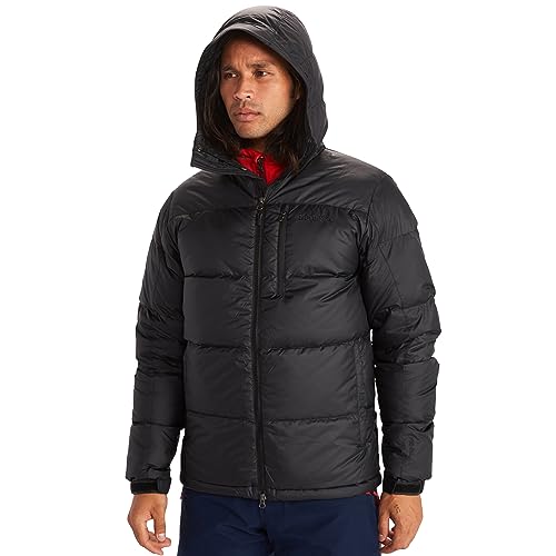 MARMOT Men’s Guides Hoody Jacket | Down-Insulated, Water-Resistant, Lightweight, Jet Black, Small