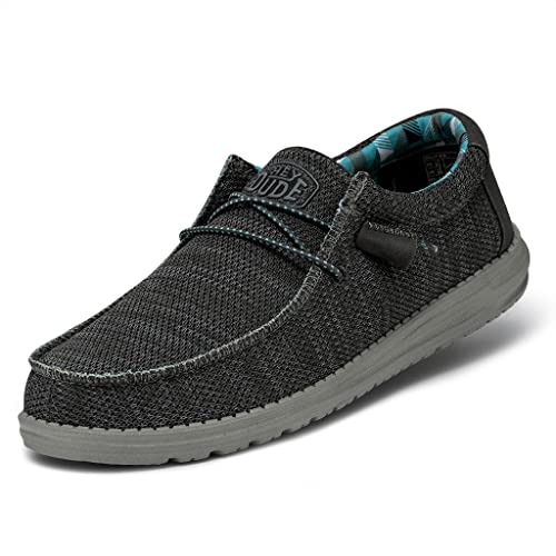 Hey Dude Men's Wally Sox Charcoal Size 12 | Men’s Shoes | Men's Lace Up Loafers | Comfortable & Light-Weight
