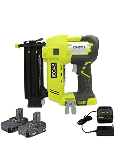 RYOBI (RENEWED) P320 Airstrike 18 Volt One+ Lithium Ion Cordless Brad Nailer WITH NEW BATTERIES AND CHAGER