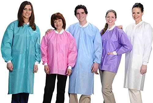 ValuMax 3560PPM Easy Breathe Cool and Strong, No-Wrinkle, Professional Disposable SMS Knee Length Lab Coat, Purple, M, Pack of 10