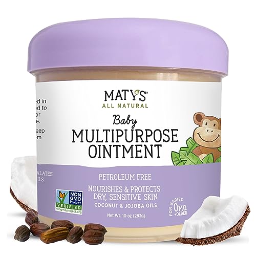 Matys Multipurpose Baby Ointment, All Over Gentle Skin Protection for Newborns & Up, Soothes Dry Irritated Skin, Diaper Rash, Cradle Cap, Drool Rash & More, Petroleum Free, Fragrance Free, 10 oz tub