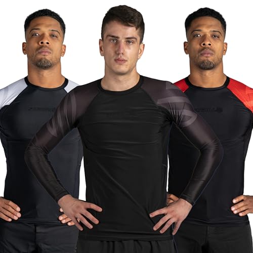 Sanabul Essentials Long Sleeve Compression Shirts for Men | MMA BJJ Athletic Compression Shirt | Men Cross Training Rashguard (Large, All Black)